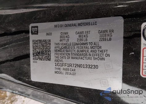 2022 Chevrolet Camaro Rwd Lt1 from USA, damaged, VIN 1G1FF1R72N0133230